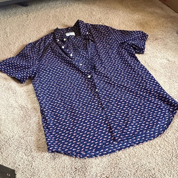 Button Up Fish Pattern Shirt - Picture 2 of 7